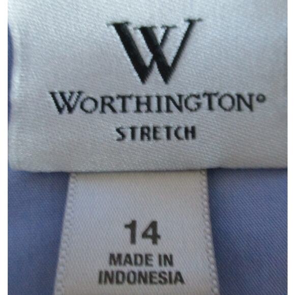 Worthington Women's Purple Long Sleeve Stretch Button Front Blouse Size 14 - Picture 8 of 9